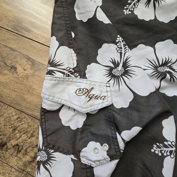 Aqua Rose Men's Xl Green Olive Floral Swim Shorts - Picture 3 of 11